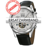 Perigaum Replacement Strap Leather P-1112 Black Silver Clasp 22 mm