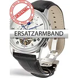 Perigaum Replacement Strap Black 24 mm With Folding Clasp Silver