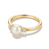 Thomas Sabo TR2370-M01-14-56 Ring with Pearl and White Cubic Zirconia for Women, Gold-Plated
