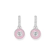 Thomas Sabo CR723-691-9 Silver hoop earrings w. pink pendant & zirconia 