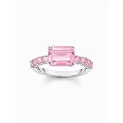 Thomas Sabo TR2451-051-9-54 Silver solitaire ring w. pink-coloured stones 