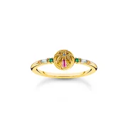 Thomas Sabo TR2457-488-7-56 Gold-plated ring w. palm tree and coloured stones 