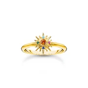 Thomas Sabo TR2458-488-7-56 VGold-plated ring w. sun and colourful stones 