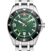 Swiss Alpine Military 7034.1138 Mens Watch Sierra silver green 42mm 10ATM