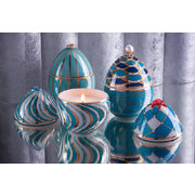 Αρωματικό κερί LADENAC Bois de Russie AZUL τιρκουάζ με διακοσμητικές πέτρες (220 g) σε συσκευασία δώρου