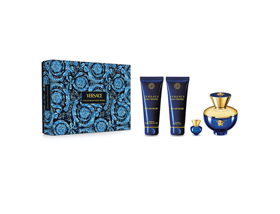 Versace dylan blue pour femme darčeková sada, parfémovaná voda 100ml + sprchový gél 100ml+ telové mlieko 100ml + parfémovaná voda 5ml - versace-dylan-blue-pour-femme-coffret-eau-de-parfu