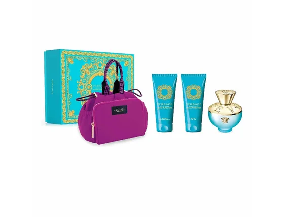 Versace pour femme dylan turquoise  darčeková sada, toaletná voda 100ml + telové mlieko 100ml + sprchový gél 100ml + kozmetická taška - Versace Pour Femme Dylan Turquoise edt 100ml set